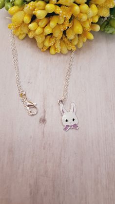 This Easter bunny Necklace features a cool Easter bunny charm.  The Easter bunny charm is made of high-quality silver. This makes an excellent gift for yourself or your friends and family members who loves Bunnies! Product Details: Material: Silver plated necklace Chain Length: 18 Inches (Can be made in different lengths) Charms: Bunny charm. Please reach out to me for customizations. You can get these personalized necklaces in any length, so please contact me via Etsy Conversations if you need any size. This adult or child necklace makes the perfect gift for your loved ones on special occasions like Easter, anniversaries, bridal showers, engagements, and graduation parties. These necklace will come in a beautiful packaging, so you can choose this as a gift for someone special. ♥ If you ha Playful Silver Charm Necklace For Birthday, White Kawaii Charm Necklace For Gift, Easter Bunny Design Jewelry Gift, Playful Silver Necklace For Gifts, Silver Kawaii Necklace For Gift, Silver Kawaii Necklace As Gift, Silver Bunny Design Jewelry For Gifts, Silver Bunny Design Jewelry Gift, Silver Jewelry With Bunny Design For Gift