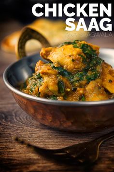 chicken saag with spinach in a bowl