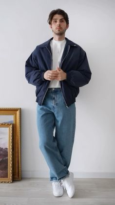 Dark Blue Sweater Outfit Men, Tech Bro Outfit, Male Capsule Wardrobe, Semi Casual Men Outfits, Semi Formal Outfits Men, Dark Academia Outfit Men, Dickies Outfits Men, Dark Blue Jeans Outfit, Black Shirt Outfit Men