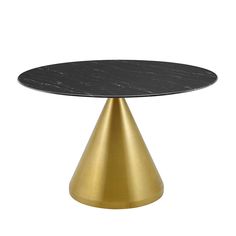 a black and gold table with a marble top on an isolated white background for use in interior design