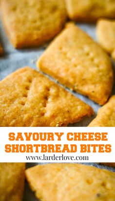 savory cheese shortbread bites on a baking sheet with the words savory cheese shortbread bites