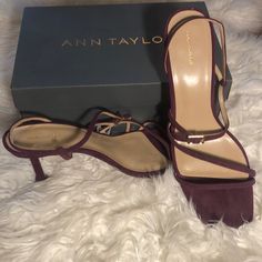 Ann Taylor Plum Colored 3 Inch Heels. Never Worn Outside. Can No Longer Wear Heels And You Are The Winner! These Sandals Are Absolutely Beautiful And Will Go With So Many Different Styles And Colors. Suede Square Toe Party Heels, Square Toe Suede Heels For Party, Suede Heels With Square Toe For Party, Plum Heels, Taylor Purple, Brown Pumps, Glitter Pumps, Suede Block Heels, 3 Inch Heels