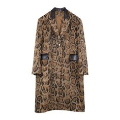 FREE SHIPPING New Winter Woolen Coat Women Brown Spliced Snake Printing Black PU Midi Coats JKP6042 - Allkpop Shop Cashmere Coat Women, Woolen Coat Woman, Winter Trench Coat, Style Rock, Estilo Chic, Coat Patterns, Woolen Coat, Feminine Look, Mode Vintage