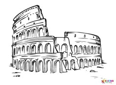 an ink drawing of the colossion in rome