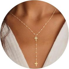 This Trendy 14k Gold-Plated Cross Necklace For Women Features A Sleek, Modern Design That Complements Any Outfit. The Long Chain And Delicate Cross Pendant Make It A Perfect Accessory For Layering Or Wearing Alone. Ideal For Everyday Wear Or Special Occasions, This Elegant Piece Adds A Touch Of Sophistication To Your Style. Durable And Hypoallergenic, It's Crafted To Ensure Lasting Shine And Comfort. Wedding Cross Necklace, Elegant White Cross Necklace With Adjustable Chain, Spiritual Yellow Gold Necklaces, Elegant Gold Plated Cross Necklace, Elegant Cross Necklaces For Jewelry Making, Clavicle Chain Necklace With Cross Pendant, Elegant Cross Pendant Necklace For Jewelry Making, Elegant Gold Cross Necklace With Clavicle Chain, Elegant Cross Pendant Jewelry For Mother's Day