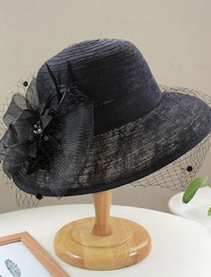 Hats Headwear Tulle Bucket Hat Straw Hat Sun Hat Casual Holiday Kentucky Derby Horse Race Ladies Day Vintage Style Elegant Lace With Feather Lace Headpiece Headwear Elegant Black Bucket Hat, Lace Headpiece, Kentucky Derby Horses, Derby Horse, Horse Race, Mother Wedding Dress, Elegant Hats, Evening Dresses Cocktail, Casual Hat