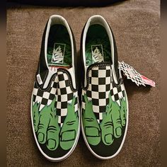 Nwt Never Worn In The Box, Marvel X Vans Collab. Hulk Checkerboard Slip Ons Mens 7 / Womens 8.5 Open To Offers Custom Slip-on Sneakers For Skateboarding, Custom Slip-on Skateboarding Sneakers With Rubber Sole, Vans Green Slip-on Skate Shoes, Green Vans Slip-on Skate Shoes, Green Slip-on Vans Skate Shoes, Vans Custom Slip-on Sneakers With Rubber Sole, Green Slip-on Sneakers For Skateboarding, Marvel Hulk, Hulk Marvel