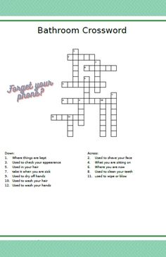 the bathroom crossword is shown in this image