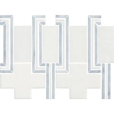 an abstract white tile design with squares and rectangles in the middle, on a white background