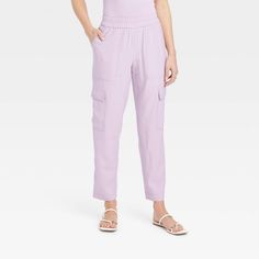 Women's High-Rise Ankle Cargo Pants - A New Day™ Lavender XS Lavender Pants, Utility Pants, Tapered Pants, Tailored Trousers, Bottom Clothes, Pull On Pants, Slim Legs, A New Day, Jogger Pants