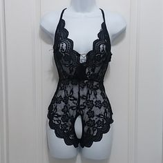 Black One Piece V-Neck Sexy Floral Lace Lingerie. Nwt...Size Large...See Photos For Details...101323b6 Tags: Black Lace Lingerie, Black Lingerie, Sexy Lingerie, Lace Lingerie, Lace, Sexy Lingerie, Sexy, Special Occasion, One Piece Black Low-cut Bodysuit With Lined Body, Black Low-cut Lined Bodysuit, Black Underwire Bodysuit With Lace Closure, Hands Free Pumping Bra, Posture Bra, Soft Goth, One Piece Lingerie, Black Lace Lingerie, Full Length Gowns