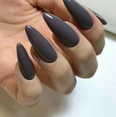 Grey Nails, Almond Acrylic, Nails Classy, Easy Nails, Almond Acrylic Nails, Nails Only, Nail Swag, Instagram Nails, Nailed It