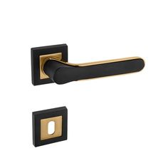 black and gold door handle with square knob