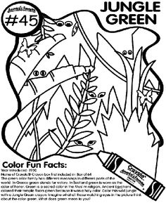 an advertisement for the jungle green coloring book, featuring leaves and plants in black and white