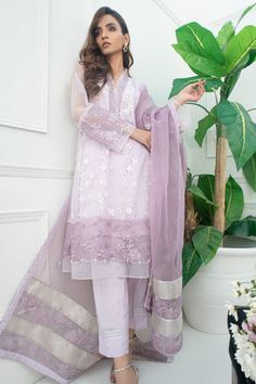 Party Wear Lawn Suit With Dupatta In Organza, Party Wear Lawn Suit With Sheer Dupatta, Party Wear Semi-stitched Organza Lawn Suit, Organza Lawn Suit With Sheer Dupatta For Party, Embroidered Organza Lawn Suit For Party, Unstitched Net Sharara For Eid, Organza Salwar Kameez With Chikankari For Party, Organza Salwar Kameez With Chikankari Embroidery For Party, Elegant Embroidered Net Anarkali Set