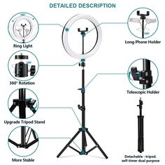 an image of a tripod light with instructions on how to set up the stand