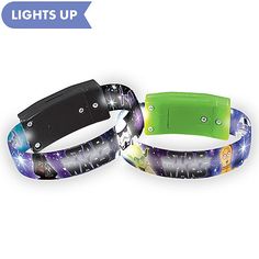 two wristbands with the words lights up and an image of star wars on them