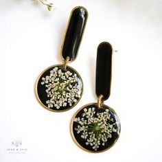 Trendy Handmade Black Jewelry, Trendy Black Handmade Jewelry, Black Dangle Plug Earrings For Gift, Black Dangle Plug Earrings As Gift, Trendy Enamel Earrings For Everyday, Nickel-free Black Plug Earrings As Gift, Trendy Black Nickel-free Earrings, Trendy Black Earrings For Gift, Artistic Black Dangle Earrings