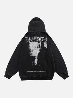 Washed Dark Woods Pattern Hoodie - Anagoc Y2k Hoodie, Women Streetwear, Streetwear Y2k, Mia 3, Oversize Fashion, Clothing Details, Knit Hoodie, Streetwear Women, Hooded Pullover