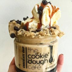 the cookie dough ice cream has chocolate chips on top