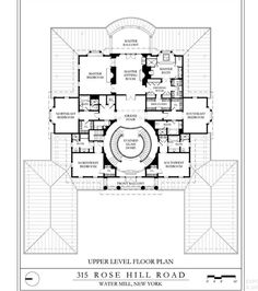 the upper level floor plan for rose hill road