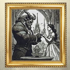 an image of a man and woman in disney's beauty and the beast