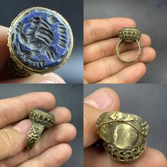 Unique Near Eastern Old Gold Gilding Bronze Rare Blue Lapis lazuli Intaglio Stone duck engraved Ancient Seal Ring 1-Dear valued customers Please Feel Free to contact me With Any Question Or Requests  2- I hope you like Find Something you like in My shop  3- If you want custom order from an item if you want lot please contact me  3- I ship worldwide  I will send the order with 1 or 2 business days from the purchasing date to the address of the customer in etsy 4- All packages will Ship Via Thaila Soft Gift, Fake Stone, Seal Ring, Mail Post, Blue Lapis Lazuli, Lapis Lazuli Stone, Blue Lapis, Gold Gilding, Air Mail