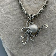 New Necklace With The Popular Octopus, Squid Or Kracken Pendant That Is Stunning In Detail And Craftsmanship. Quality , Unique Chain Made Of Italian Silver Octopus Bracelet, Octopus Jewelry, Octopus Squid, Octopus Pendant, New Necklace, Metal Clay, Kraken, Octopus, Womens Jewelry Necklace