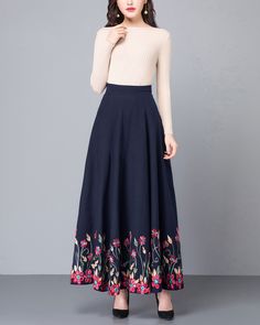 * A long skirt with beautiful embroidery. * A-line shape and wide hem, can make you look more taller and slimmer. * Made of cotton blends, fully lined with two side pockets. * Can custom make waist size and skirt length. * Material: 65% cotton, 35% viscose * Size: True to US size, US 0-US 20 are available, you can let us know your usual size and height in your order. * Shipping: Free shipping Processing time : 5-7 Business days Delivery time : 7-20 Business days Tracking number available If you Floral Embroidered Full Skirt Bottoms, Elegant Embroidered Midi Skirt, Long Embroidered Cotton Skirt, Cotton Embroidered Skirt With Relaxed Fit, Long Cotton Skirt With Embroidered Hem, Relaxed Cotton Skirt With Embroidery, Spring Floral Embroidered Maxi Skirt, Spring Cotton A-line Maxi Skirt, Spring A-line Cotton Maxi Skirt