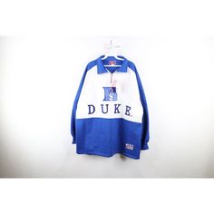 Nos Vintage 90s Mens Xl Baggy Fit Spell Out Duke University Half Zip Sweatshirt Mens Sweater New With Tags Mens Size Xlarge Measurements Are: 26 Inches Underarm To Underarm 32 Inches Top To Bottom Blue 82% Polyester 18% Cotton Check Out My Other Items In My Store! U1138 90s Oversized Tops For College, Blue Varsity Oversized Sweatshirt, Blue Oversized Varsity Sweatshirt, Oversized Long Sleeve Throwback Tops, Oversized 90s Blue Top, 90s Oversized Blue Top, Blue Oversized 90s Style Top, 90s Style Oversized Blue Top, 90s Blue Oversized Top