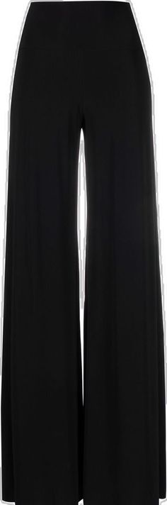 Chic High-waisted Wide Leg Pants With Side Slits, Black Wide Leg Trousers In Elastane, Elegant Wide Leg Pants With Side Slits, Black High-waisted Wide Leg Pants, Evening Full Length Bottoms With Side Slits, Elegant Wide-leg Pants With Side Slits, Solid Wide Leg Pants For Night Out, Fitted Wide Leg Pants With Side Slits, Wide Leg Workwear Pants With Side Slits