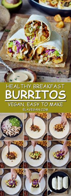 healthy breakfast burritos vegan easy to make with avocado and salsa