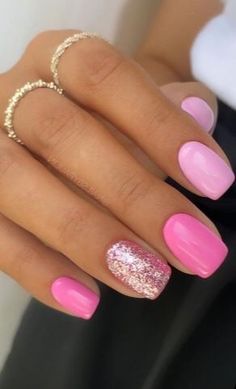 Beautiful Wedding Nails, Pink Spring Nails, Latest Nails, Sns Nails Colors, Nails Arts, Pink Glitter Nails, February Nails, Cute Summer Nails, Cute Gel Nails