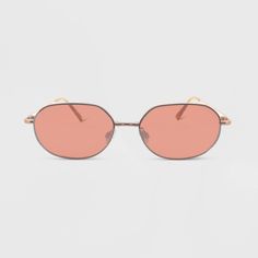 Metal sunglasses from Wild Fable™ in an oval shape with adjustable nose pads for comfort. Rose gold full-rim frame with rose pink lenses. UV protection helps keep your eyes shielded from harmful sun rays, and one size fits most faces. If you're not satisfied with any Target Owned Brand item, return it within one year with a receipt for an exchange or a refund. Wild Fable™: A look for every story. Summer Oval Sunglasses With Metal Frame, Oval Mirrored Sunglasses For Summer, Oval Sunglasses With Gradient Lenses For Summer, Summer Oval Sunglasses With Gradient Lenses, Pink Metal Frame Sunglasses For Summer, Summer Pink Sunglasses With Metal Frame, Oval Polarized Sunglasses For Summer, Modern Oval Sunglasses For Summer, Rose Gold Sunglasses With Gradient Lenses For Summer