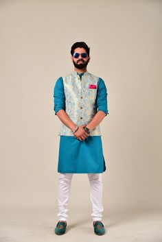 Important Instructions : We request you to kindly calculate the processing time of your order after the mutual confirmation on Bespoke measurements between us has taken place (either via message , e mail or form) Men can wear Half-Jackets and style them in many different ways. Want to look traditional? Great! Wear a Half Jodhpuri Jacket with your Mens Kurta and Pajama. Want to wear it to a party? Try Half Jodhpuri Jacket with Trousers. If you are all about comfort this summer, then these Half Ja Great Things Take Time, Half Jacket, Royal Colors, Kurta Pajama, Nehru Jackets, Between Us, Traditional Attire, Fitted Suit, Set Free