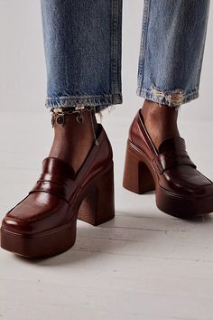 Zoe Platform Loafers | Free People Loafers Retro Outfit, Pink Chunky Loafers Outfit, Trendy Platform Slip-on Loafers, Trendy Slip-on Platform Loafers, Synthetic Slip-on Platform Loafers For Fall, Retro Round Toe Loafers For Spring, Retro Spring Leather Loafers, Retro Closed Toe Loafers For Work, Spring Chunky Platform Loafers With Closed Toe