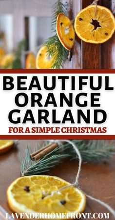 DIY homemade orange garland with pine and cloves hanging from a furniture piece at Christmas. Diy Orange Garland, Dried Orange Garland, Zero Waste Christmas, Minimal Scandinavian, Eco Friendly Holiday, Orange Garland, Christmas Projects Diy, Diy Holiday Decor, Farmhouse Christmas Decor