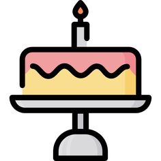 a birthday cake with a single candle on it's top, sitting on a platter