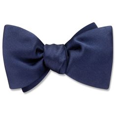 The quintessential formal silk tie in lustrous navy blue.Handcrafted in Middlebury, Vermont. Classic Pre-tied Satin Bow Tie, Classic Pre-tied Bow Tie For Formal Occasions, Pre-tied Satin Bow For Black Tie Events, Classic Pre-tied Satin Bow, Solid Dapper Ties For Formal Occasions, Classic Pre-tied Tie With Decorative Bow, Classic Pre-tied Bow Tie, Classic Pre-tied Bow With Ties, Classic Pre-tied Decorative Bow