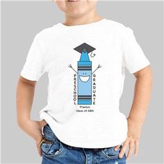 Preschool Graduation T-Shirt for Him - Personalized Blue Crayon Preschool Graduation T-Shirt.Let him feel proud strutting around in his new Graduation T-Shirt. Our Preschool Graduation Personalized T-Shirt makes a wonderful gift coming from Mom, Dad&# Blue Pre-shrunk T-shirt For School Events, Blue Graphic Print T-shirt For School Events, Funny T-shirt For End Of School Year, Blue Short Sleeve Top For School Events, Cute Blue T-shirt For End Of School Year, Blue Tops For Back To School, Funny T-shirt For School, Blue Tops For Back To School Events, Blue School Spirit Tops For School Events