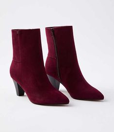 As versatile and comfortable as they are chic and fresh, these heeled booties take every outfit in a pulled-together direction. Padded footbed for comfort. 2 1/2" heel.,Imported:Imported Loft Seamed Heel Booties Size 11 French Burgundy Women's by Loft Size Regular - 11 French Burgundy Women's Footwear Women’s Burgundy Boots, Semi Annual Sale, Effortless Style, Fabric Care, Womens Boots, Loft, Shoe Boots, Women Shoes, Boots