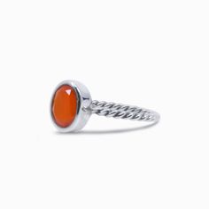 With its brilliant orange and red-orange color, this sun-kissed-looking gem will add a burst of color and creativity to your everyday wear. This translucent stone will stimulate its wearer's analytical capabilities and precision. It protects against envy, fear, and rage, and will banish any sorrows and brings an energy of love. This Carnelian ring cleanses negativity and provides perceptiveness, awakening one's inherent talents, abilities, physical energy, personal power, and compassion. Stone O Orange Carnelian, Faceted Ring, Red Orange Color, Carnelian Ring, Bezel Ring, Personal Power, Sun Kissed, 3 Weeks, Orange Color