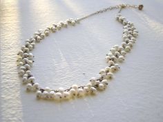 White Pearl necklace.  Steing silver.  Freshwater pearls choker.  Delicate jewelry.  Tiny pearls.  J Blue Jeans And White Shirt, Jeans And White Shirt, Pearls Choker, Cleaning Silver Jewelry, White Pearl Necklace, Birthstone Gifts, June Birthstone, White Freshwater Pearl, Delicate Jewelry