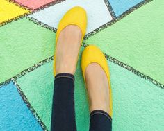 Mustard | #tieks ballet flats Yellow Flats For Fall, Yellow Flats With Flat Heel For Fall, Casual Yellow Flats For Fall, Yellow Slip-on Flats For Spring, Fall Yellow Flats, Yellow Ballet Flats, Tieks Ballet Flats, Blackhead Removal, Blue Prints