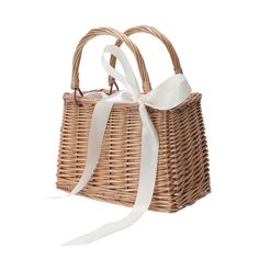 PRICES MAY VARY. High-Quality Natural Materials: Flower girl baskets for weddings Made of natural rattan and plastic materials, safe, no odor, durable for use, long serving life. Pure Angelic Design: The white ribbon symbolizes pure and sweet love.Designed with a handle, easy and convenient for carrying indoor and outdoor. Exclusive White Lining: Decorative storage basket, coming with white lining fabric, protecting your delicate items from vandalism, which is convenient for use. Bohemian Style: Rattan Handbags, Wedding Flower Girl Basket, Wicker Picnic Basket, Straw Beach Bag, Straw Basket, Woven Baskets Storage, Cottagecore Style, Woven Handbags, Rattan Bag