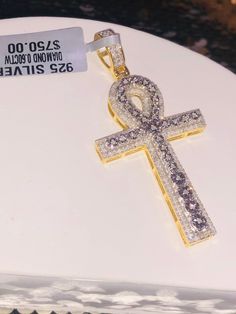 Rea Diamond Egyptian Ankh Cross Charm Pendant • 10K Gold Vermeil Pendant • Egyptian Ankh Cross Pendant • Cross Charm • Gift for Men • Sale • Iced Out Diamond Cross Pendant Jewelry, Symbolic Diamond Pendant Jewelry, Iced Out Cubic Zirconia Jewelry For Gifts, Iced Out Cubic Zirconia Jewelry Gift, Iced Out Pendant Jewelry Gift, Diamond Encrusted Jewelry Gift, White Engraved Cubic Zirconia Jewelry, Symbolic Diamond Cut Jewelry Gift, Diamond White 14k Gold Iced Out Jewelry