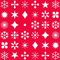 white snowflakes on a red background