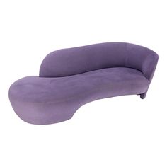 a purple couch sitting on top of a white floor