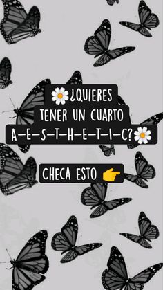 butterflies flying in the air with words above them that read, querer un cuarto