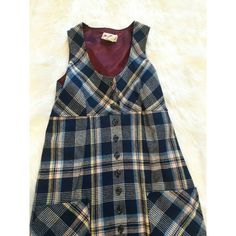 Vintage College Town Dress Plaid Wool Blend Button Down Sleeveless 2 Pockets Womens Size 7 / 8 16" Pit To Pit 53" Long No Rips Or Stains Please Ask If Any Questions Size 16 Outfits, Beabadoobee Outfits, Plaid Clothing, Vintage College, College Town, Plaid Outfits, Vintage Fits, Little Outfits, Harajuku Fashion